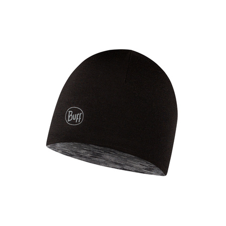 Czapka dla dzieci BUFF® LW Merino Wool Reversible Hat BLACK-GRAPHITE MULTISTRIPES