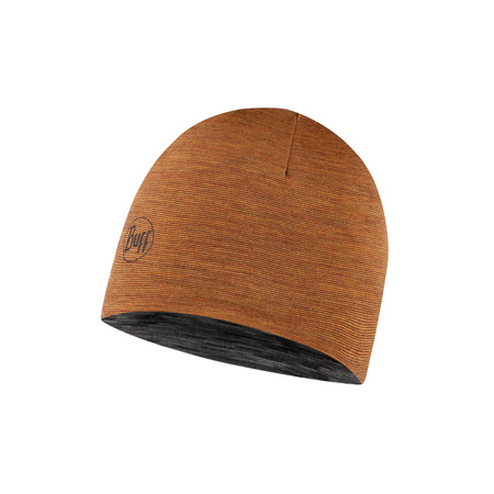 Czapka dla dzieci BUFF® LW Merino Wool Reversible Hat BRONZE-GREY MULTISTRIPES 